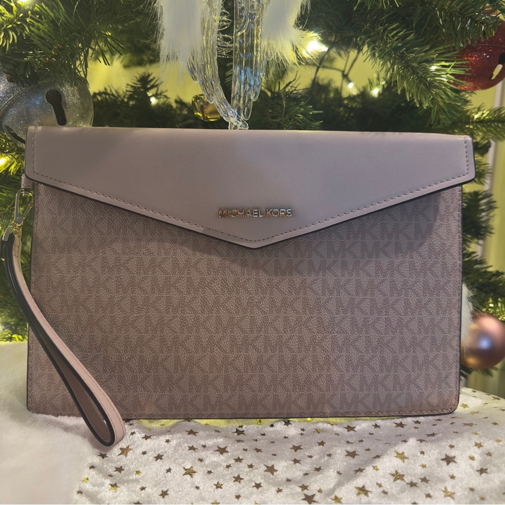 Michael Kors Blush pink large envelope Clutch